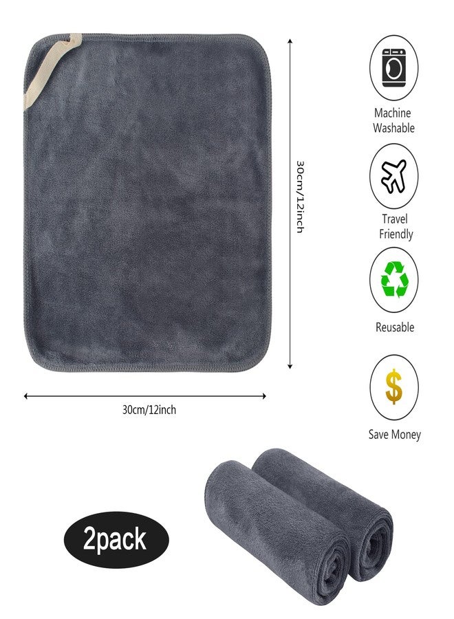 SINLAND Microfiber Facial Cloths Fast Drying Washcloth 12inch x 12inch Grey 2 pack - Image 2